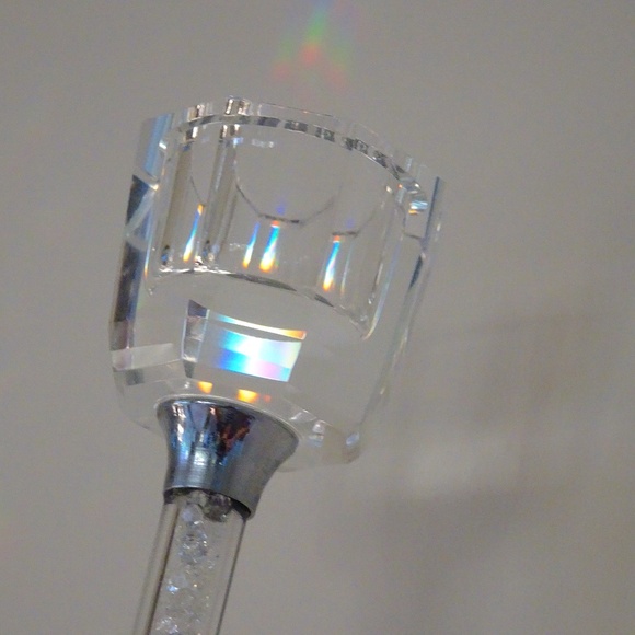 New in Box Set of 2 Simon Design Clear Crystal Diamond Stem Candlestick Holders - Picture 7 of 11